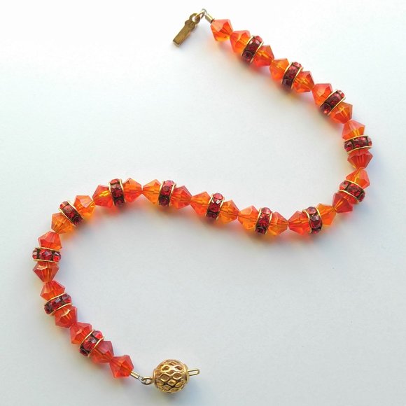 Handmade Swarovski Fire Opal and Siam Red Bracelet - Picture 4 of 5